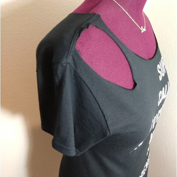 Super Callie Swagalistic Hella Sexy Graphic Tee S shredded cold shoulder punk - Picture 12 of 16